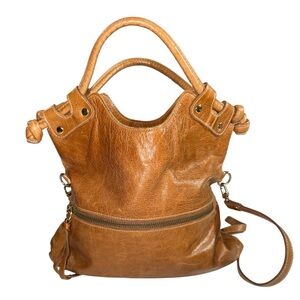 Pietro Alessandro tan leather shoulder bag / fold over clutch